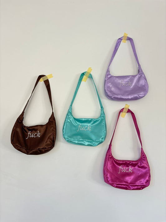 BEDAZZLED SATIN SHOULDER BAG