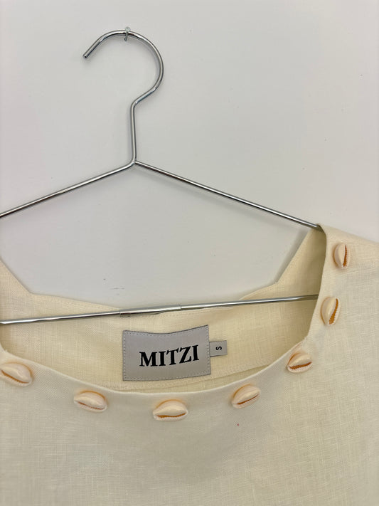 LINEN CROP TOP WITH SHELL DETAIL