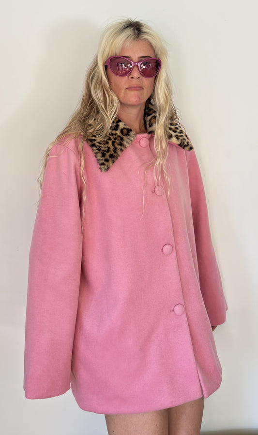 WOOL COAT PINK MID LENGTH