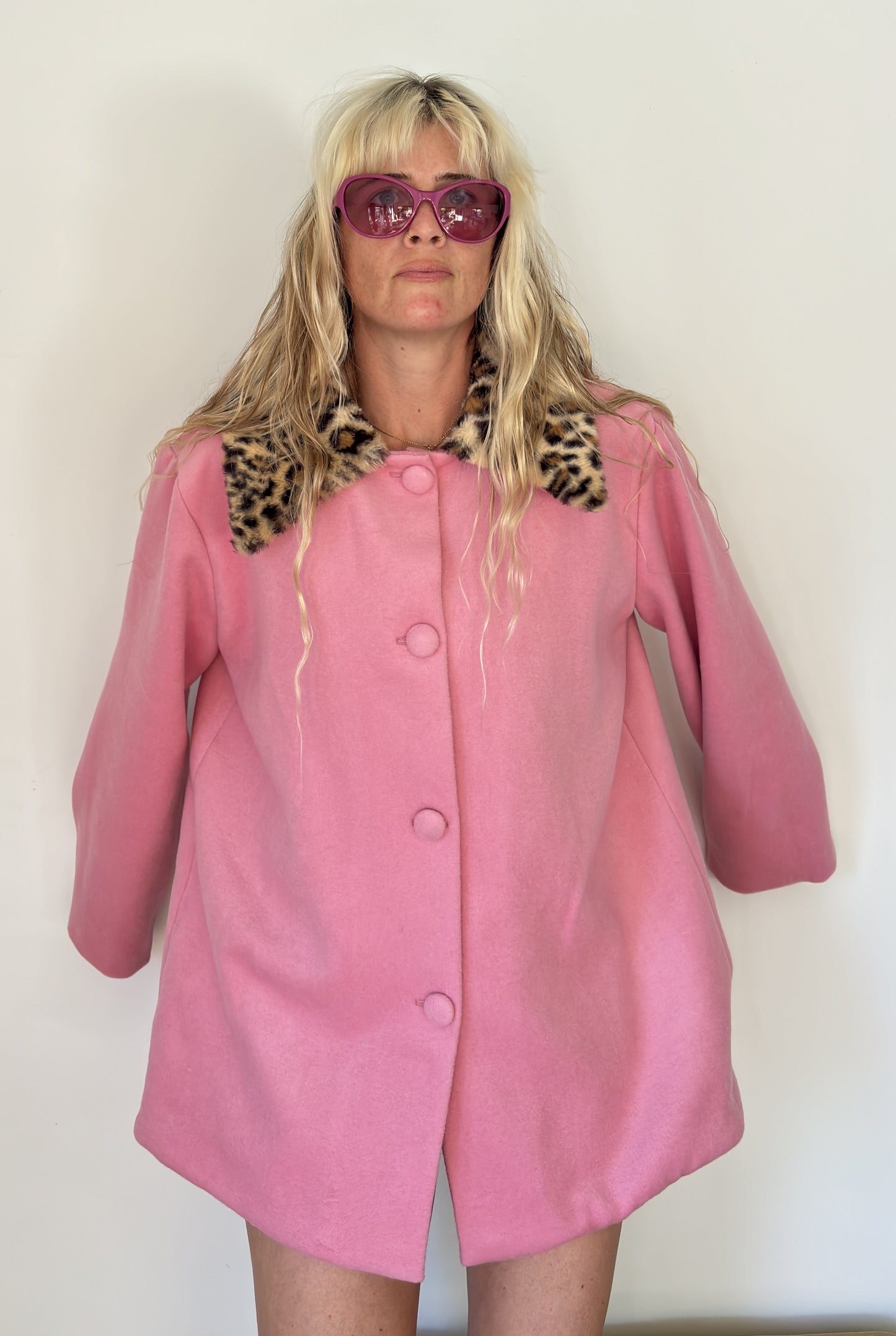WOOL COAT PINK MID LENGTH