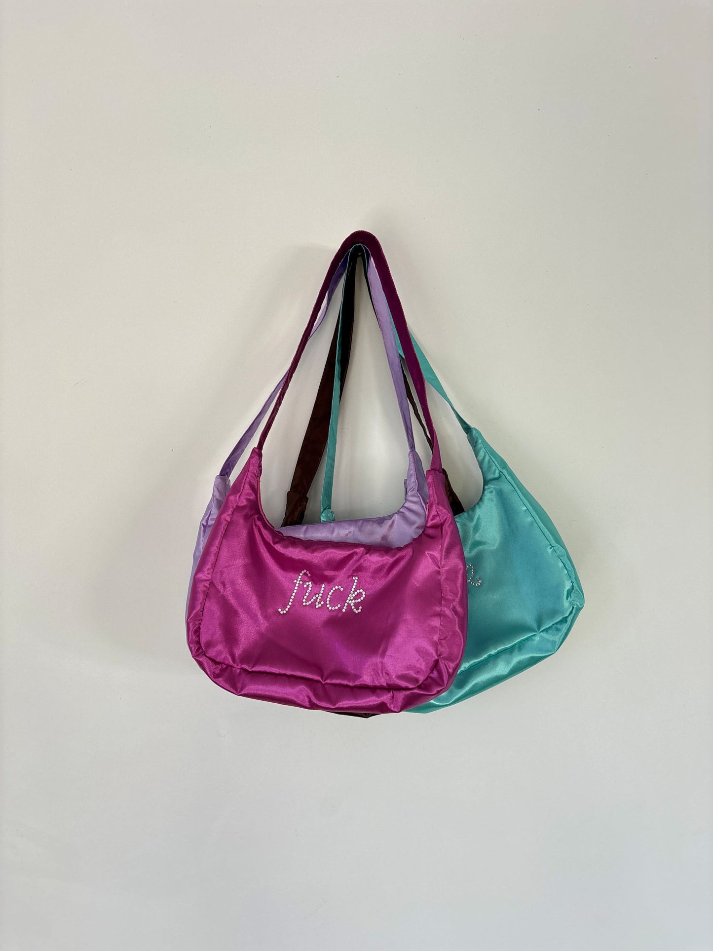 BEDAZZLED SATIN SHOULDER BAG