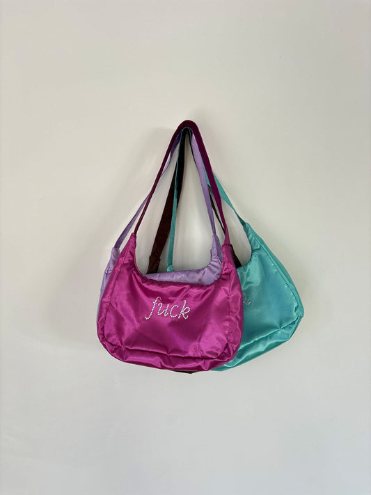 BEDAZZLED SATIN SHOULDER BAG