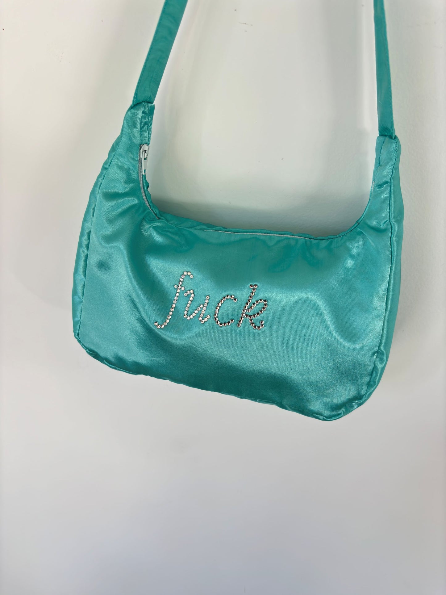 BEDAZZLED SATIN SHOULDER BAG