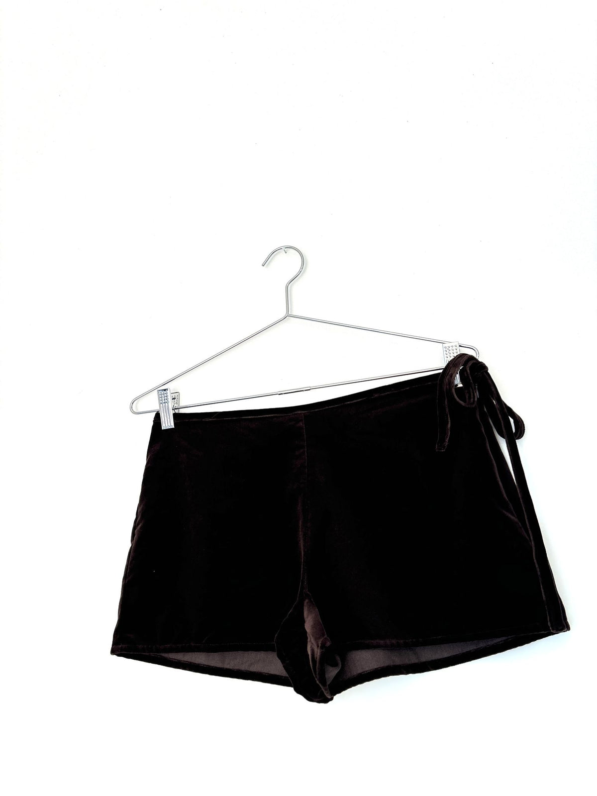 BROWN VELVET MICRO SHORTS