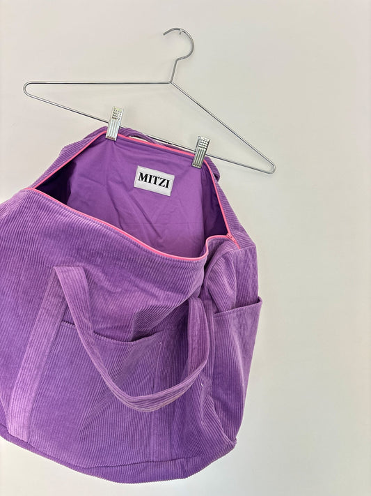 PURPLE CORDUROY OVERNIGHT BAG